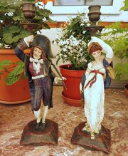 Candlesticks cold painted metal French