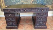Double Pedestal Desk Oak Edwards / Roberts 1850 