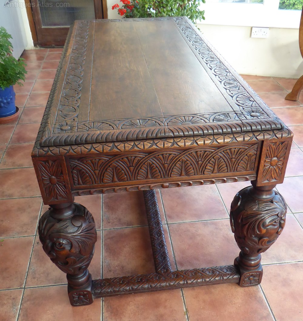 Library Table 1760 Green Man Carved Country Oak Antiques Atlas