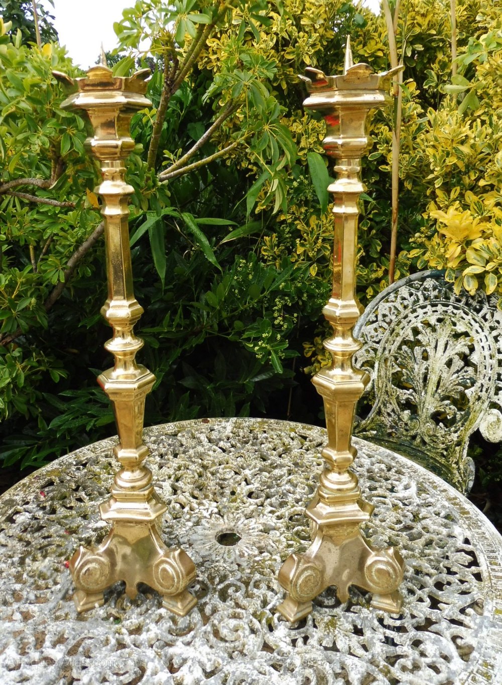 Antiques Atlas Large Pair Of Brass Church Pricket Candlesticks