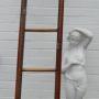Library Ladder Folding Pole Rare Leather/studded