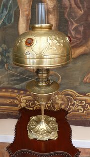 Oil Lamp Arts And Crafts Height 25 Inch Brass 1885