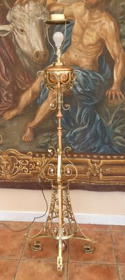 Standard Lamp Telescopic Ornate Brass 1880