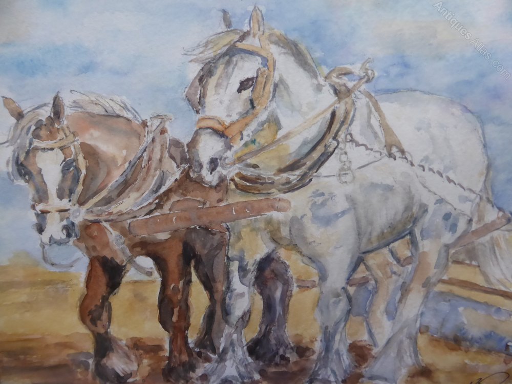 Antiques Atlas Watercolour Title Working Pair Artist Kay Benday