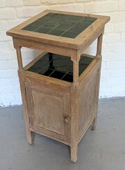 Arts And Crafts Tiled Oak Side Cabinet.