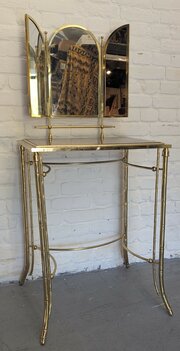 Italian Brass Faux Bamboo Dressing Table.