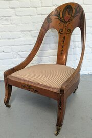 Regency Polychrome Satinwood Spoon Backed Chair 