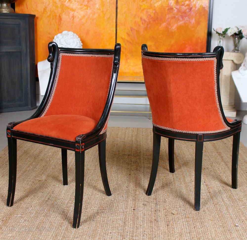 6 Ebonised Dining Chairs Inc Carvers Antiques Atlas