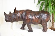 Leather Rhino Foot Stool