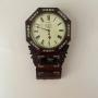 19th Century rosewood inlaid drop dial wall clock