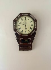 19th Century Rosewood Inlaid Drop Dial Wall Clock