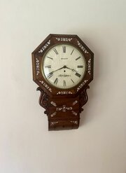 19th Century Rosewood Inlaid Drop Dial Wall Clock
