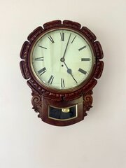 Antique 19th Century Mahogany Drop Dial Wall Clock