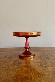 Antique 19th Century Ruby Glass Gilded Tazza