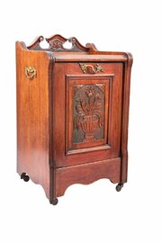 Antique Carved Mahogany Coal Box