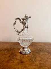 Antique Cut Glass And Silver Plate Claret Jug