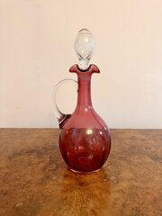 Antique Edwardian Cranberry Glass Decanter 
