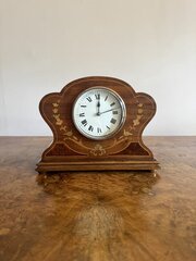  Antique Edwardian Mahogany Inlaid Mantle Clock