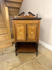 Antique Edwardian Mahogany Inlaid Music Cabinet