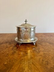 Antique Edwardian Silver Plated Biscuit Barrel