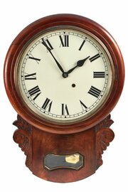 Antique Mahogany Drop Dial Wall Clock