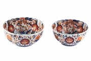 Antique Near Pair Of Japanese Imari Bowls
