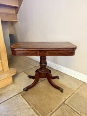 Antique Regency Quality Mahogany Inlaid Tea Table 