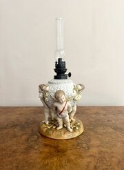 Antique Sitzendorf Porcelain Oil Lamp