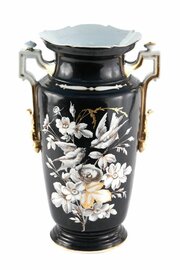 Antique Victorian Hand Painted Opaque Glass Vase