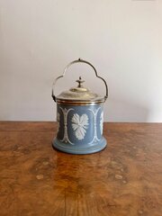 Antique Victorian Jasperware Biscuit Barrel 