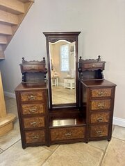 Antique Victorian Burr Walnut Dressing Table 
