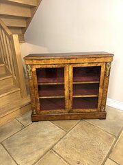 Antique Victorian Figured Walnut Pier Cabinet
