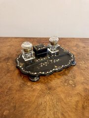 Antique Victorian Papier-mache Inlaid Desk Set 