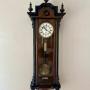 Antique Victorian walnut & ebonised wall clock 