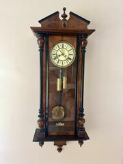 Antique Victorian Walnut Double Weight Wall Clock