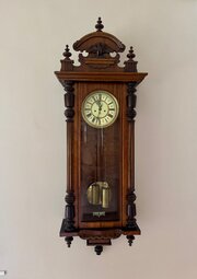 Antique walnut Vienna double weight wall clock