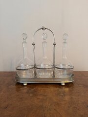 Edwardian Glass Decanters And Silver Plated Stand