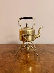 Edwardian Quality Brass Spirit Kettle And Stand