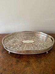 Edwardian Quality Silver Plated Engraved Tray
