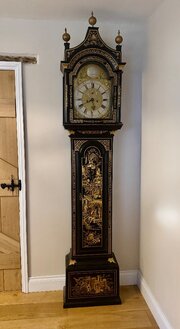 George III Lacquered & Chinoiserie Longcase Clock