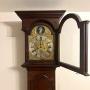Long case clock  Mahogany brass arched long case clock
