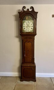 George III Oak And Mahogany Banded Long Case Clock