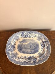 Large Antique Blue & White Meat Platter
