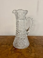 Large Antique Edwardian Cut Glass Jug 