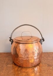 Large Antique George III Copper Lidded Pot