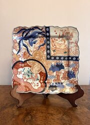  Large Antique Japanese Imari Square Plate