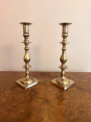 Large Quality Pair Of Brass Antique Candlesticks 
