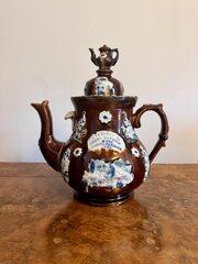 Large Unusual Antique Bargeware Tea Pot