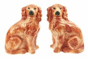  Pair Of Antique Staffordshire Spaniel Dogs 