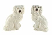Pair Of Antique White Staffordshire Dogs
